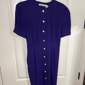 Chaus Women's Deep Purple Midi Dress with Gold Buttons
